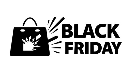 Poster - Black Friday text with shopping bag and explosion icon