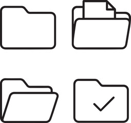 Fototapete - folder icon set line art vector illustration 