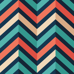 Poster - Vibrant chevron pattern in retro colors seamless geometric background ideal for decorative purposes and creative design projects