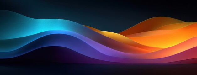 Poster - Colorful gradient waves forming a vibrant abstract design on a dark background