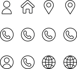 Leinwandbilder - Collection of black and white outline contact icons for website and application design