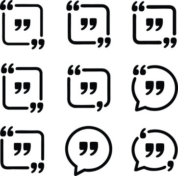 Collection of quote marks in different shapes illustrating speech and communication concepts