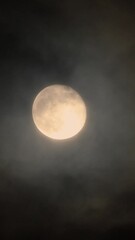 Wall Mural - Full moon close-up with flying clouds. Supermoon in the night sky