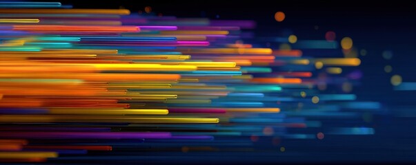 Poster - Dynamic display of colorful light streaks on a dark background