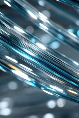 Poster - Abstract futuristic background with glowing blue and silver flowing lines