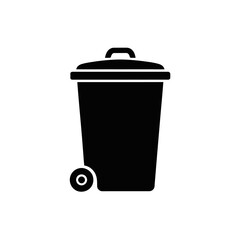 Poster - Black Garbage Can Icon A Symbol of Waste Management and Disposal