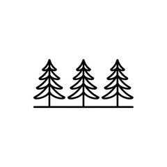 Poster - Simple Forest Scene Line Art of Evergreen Trees in a Row