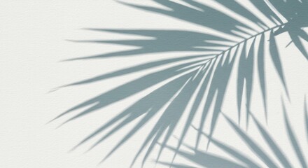 Poster - Palm Leaf Shadow on White Wall - Elegant tropical silhouette, summer vibes, nature's beauty, serene shadow, minimalist design
