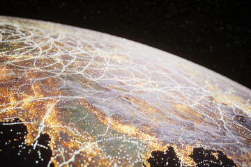 Poster - Close up view of earth with illuminated network connections visible