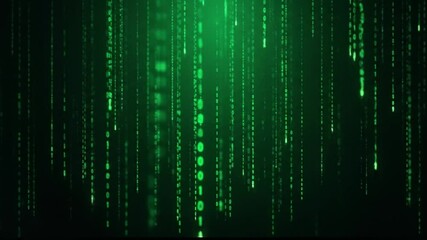 Falling Green Digital Numbers Data Stream Abstract Background