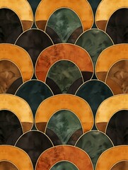 Poster - The image shows a seamless, geometric pattern composed of overlapping arches.