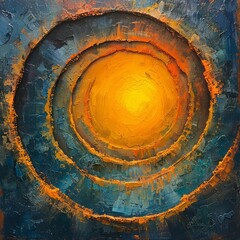 Poster - The sun, represented by a large spiral, radiates warmth and energy, complementing the overall theme of vitality and connection to nature