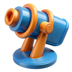 Fototapete - Blue and orange plastic telescope icon 3d rendering isolated on a transparent background