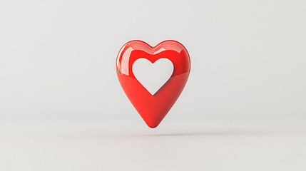 Fototapete - Heart Symbol. A beautiful red and white heart hovers in a minimalist style. Simple and eye-catching design.