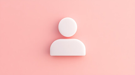Poster - Simple white user icon on pink background. Minimalist design. Flat lay. Clean and modern aesthetic. Great for social media and websites.