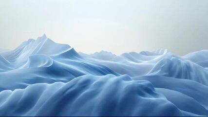 Poster - Abstract Blue Mountain Landscape with Wavy Surface Pattern Background
