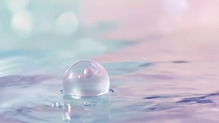 Poster - Abstract Water Drop Ripples in Pastel Hues Smooth Surface Liquid Sphere Motion