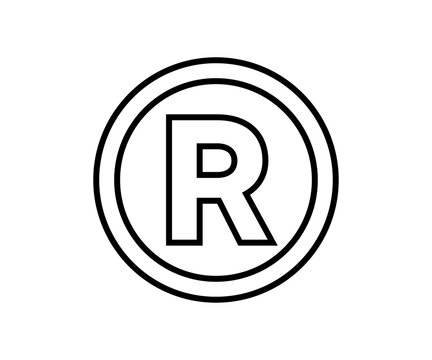 Registered trademark symbol. Patent trademark r circle icon vector design and illustration.
