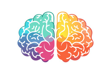 Poster - Colorful illustration of a human brain divided into four distinct color sections