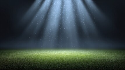 Poster - Dramatic lighting illuminates a vibrant green lawn under a dark, atmospheric sky. The scene evokes a sense of mystery and anticipation, ready for action.
