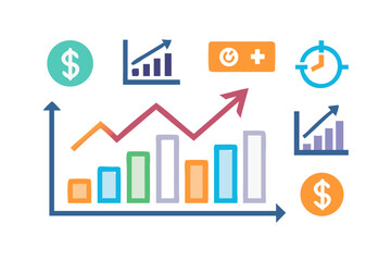 Poster - Financial growth and success illustrated with charts graphs and icons