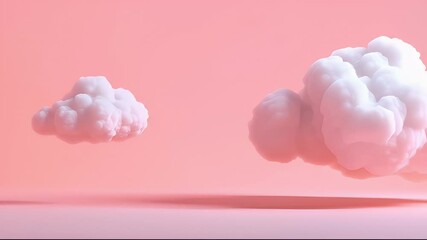 Aufkleber - Two Cotton Clouds on Light Pink Background in a Soft and Dreamy Lighting