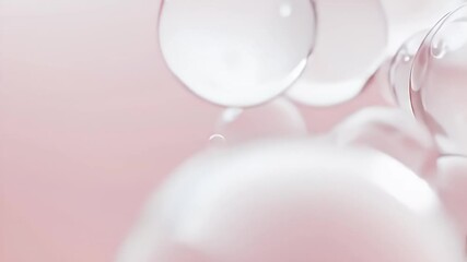 Poster - Elegant Abstract Clear Bubbles Floating Against Light Pink Background with Clean Style