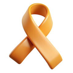 Poster - 3d orange awareness ribbon isolated on transparent background