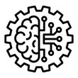 © TARIKUL ART - Black and White Gear Cog Brain Circuitry Artificial Intelligence Icon vector