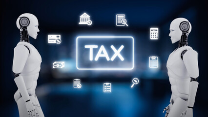 Poster - AI manages online tax systems with virtual assistants for secure filing, auto-calculation, and smart compliance tracking. Epoch
