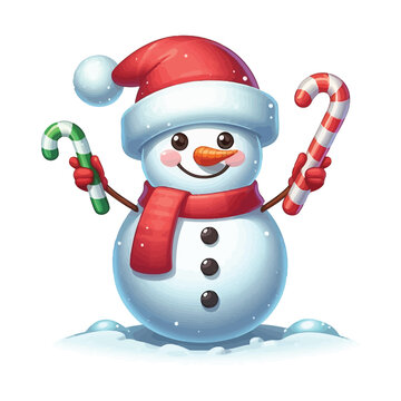 Winter snowman smiling cartoon vector image