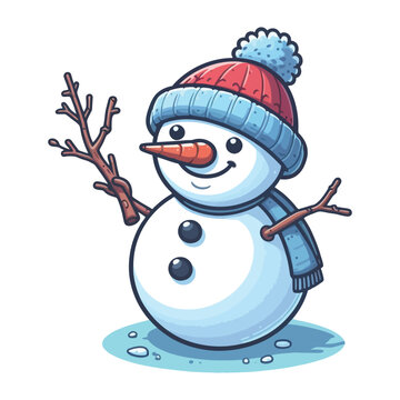 
Laughing snowman illustration in flat style vector