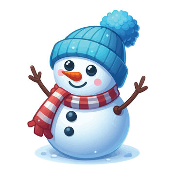Funny holiday snowman character design in vector