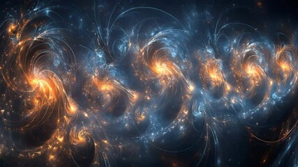 Poster - Mesmerizing black hole surrounded by vibrant orange and blue swirls in a cosmic landscape of space