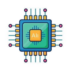Poster - Abstract ai processor chip silhouette representing artificial intelligence and technology isolated on white background