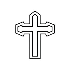 Aufkleber - Simple christian cross outline silhouette design element isolated on white background