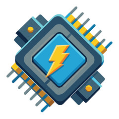 Poster - Abstract digital energy chip silhouette representing technology and innovation isolated on white background