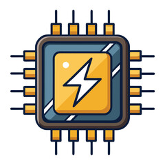 Poster - Abstract energy chip silhouette representing technology and power isolated on white background