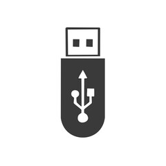 Poster - Isolated USB Drive Shows Common Computer Connection Symbol On White Background
