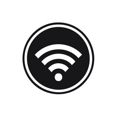 Fototapete - Wireless Internet Symbol in a Black Circle with Three Arcs and a Dot