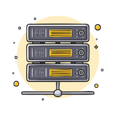 Fototapete - Stack of Cartoon Data Servers Servers Hosting Computers Network Technology