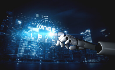 Poster - AI artificial intelligence supports 24-hour customer service with virtual assistants, real-time chat, and intelligent support tools ensuring fast, accurate, and satisfying experiences. Vouch
