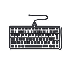 Fototapete - Hand-drawn wired keyboard illustration on white background. Keyboard for writing or typing symbol icon.