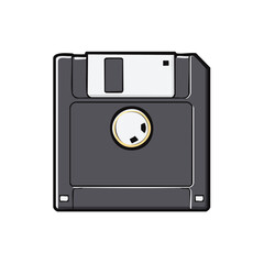 Poster - Retro Grey Floppy Disk Illustration on Clean White Background, Square Vintage Data Storage