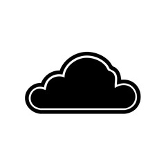 Fototapete - Stylized Black Cloud Silhouette with White Outline Simple Weather Icon