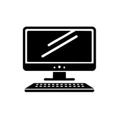 Fototapete - Desktop Computer with Keyboard Black Silhouette Style Minimalist Style Front View Design Communication Technology Office and Workspace Equipment