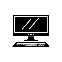 Fototapete - Desktop Computer Display with Keyboard Screen Vector Flat Icon for Technology Concept