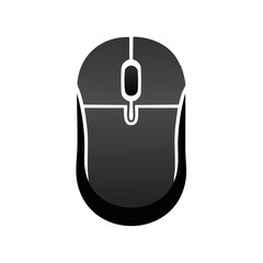 Leinwandbilder - Minimalist illustration of a black wireless computer mouse with white outline, modern design for web or app icons, vector object