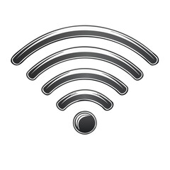 Fototapete - Wireless Network Signal Icon in Black and White Communication Technology Symbol