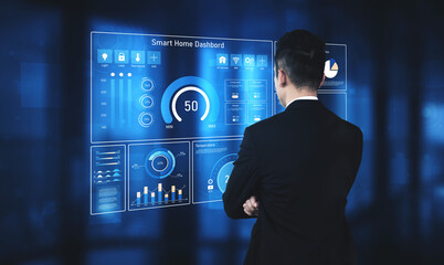 Poster - smart home dashboard manages iot system. smart home dashboard controls temperature, dashboard tracks